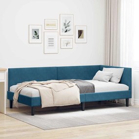 vidaXL Κρεβάτι Γωνίας Μπλε 80 x 200 cm Βελούδο και Εργοστασιακό ξύλο