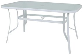 RIO Τραπέζι Κήπου - Βεράντας, Μέταλλο Βαφή Άσπρο, Γυαλί  120x70x71cm [-Άσπρο/Clear-] [-Μέταλλο/Γυαλί-] Ε2503,2