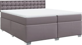 vidaXL Κρεβάτι Boxspring με Στρώμα Γκρι 200x200 εκ. Συνθετικό Δέρμα
