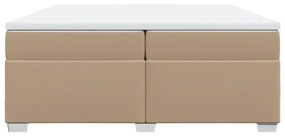 vidaXL Κρεβάτι Boxspring με Στρώμα Καπουτσίνο 200x200εκ.από Συνθ.Δέρμα