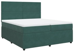 Κρεβάτι Boxspring με Στρώμα Σκούρο Πράσινο 200x200εκ. Βελούδινο - Πράσινο