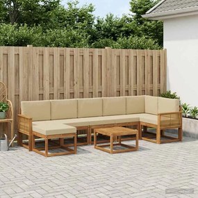vidaXL Σειρά Καναπέ Εξωτερικού 8 pcs Φυσικό και Μπεζ Πολυεστέρας