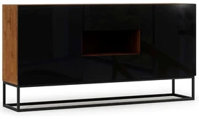 Μπουφές Arborio ΙΙ 162414219 180x40x80cm Black Mdf,Μέταλλο