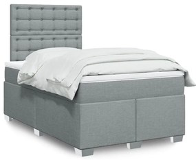 vidaXL Κρεβάτι Boxspring με Στρώμα Ανοιχτό Γκρι 120x200 εκ. Υφασμάτινο
