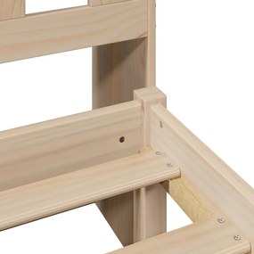 Κρεβάτι Βιβλιοθήκη Χωρίς Στρώμα 120x190 εκ Μασίφ Ξύλο Πεύκου - Καφέ