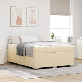 vidaXL Σκελετός Κρεβατιού με στρώμα Κρεμ 140 x 200 cm ύφασμα