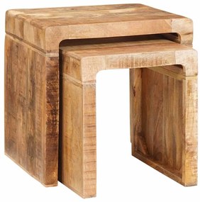 vidaXL Ένθετα τραπέζια 2 pcs Καφέ 46 x 40 x 46 εκ. Στερεό ξύλο μάνγκο