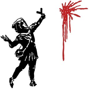 Διακοσμητικό Τοίχου Banksy (Σετ 2Τμχ) 891TNL3633 48x83/30x62cm Black-Red Wallity Μέταλλο