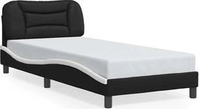 vidaXL Πλαίσιο κρεβατιού με LED χωρίς στρώμα Hvar Μαύρο/Λευκό 80x200 εκ.