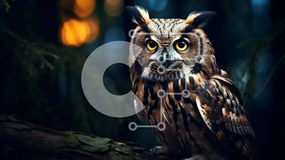 Intra Συλλεκτικό Ξύλινο Παζλ Plywood 4mm - Κουκουβάγια που κάθεται σε ένα κλαδί στο δάσος Σε Ξύλινο Κουτί - Διαστάσεις: 10x10 cm – 25 κομμάτια