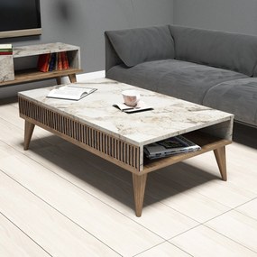 Τραπεζάκι Σαλονιού Καρυδί / Λευκό GAFLIE 105x60x34.6