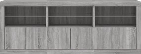 vidaXL Μπουφές με LED Γκρι Sonoma 181,5x37x67 εκ.