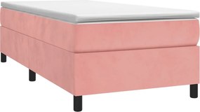 vidaXL Κρεβάτι Boxspring με Στρώμα Ροζ 80 x 200 εκ. Βελούδινο