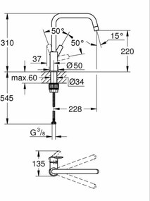 Μονή λαβή βρύση Grohe GROHE Start Μαύρο Ματ μαύρο Ορείχαλκος C σχήμα