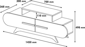 Έπιπλο Τηλεόρασης Καρυδί / Λευκό OONIL 145x36.8x49.8
