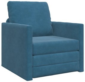 vidaXL Πολυθρόνα Καναπέ 2 σε 1 Μπλε 74x77x81 εκ. Βελούδου