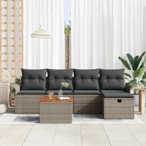vidaXL Σετ Καναπέ Κήπου με αποθήκευση 6 pcs Γκρι Πολυ ράταν