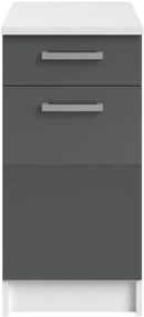 Επιδαπέδιο ντουλάπι Jeden 40 2D-Γκρι Γυαλιστερό - Λευκό