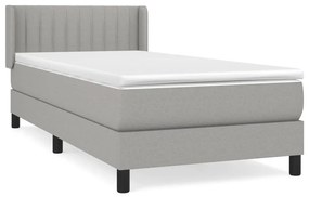 Κρεβάτι Boxspring με Στρώμα Ανοιχτό Γκρι 90x190 εκ. Υφασμάτινο - Γκρι