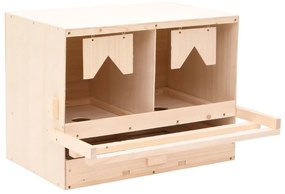 vidaXL Φωλιά για Κότες με 2 Θέσεις 63x40x45 εκ. από Μασίφ Ξύλο Πεύκου