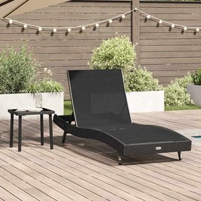 vidaXL Ξαπλώστρα με Τραπέζι 2 pcs Μαύρο 40 x 40 x 40.5 εκ