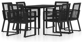 vidaXL Σετ Τραπεζαρίας Κήπου 7 Τεμαχίων Μαύρο