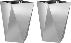 vidaXL Γλάστρα 2 τμχ. Ασημί 50 x 50 x 75 cm Επικαλυμμένος Χάλυβας