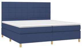 vidaXL Κρεβάτι Boxspring με Στρώμα &amp; LED Μπλε 200x200 εκ. Υφασμάτινο