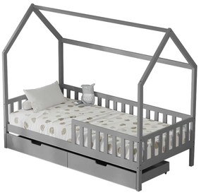 ΚΡΕΒΑΤΙ ΠΑΙΔΙΚΟ ΜΕ ΣΥΡΤΑΡΙΑ PHYLLIS HM724.05 τ.MONTESSORI ΓΚΡΙ 196x97x161Υεκ.