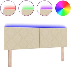 vidaXL LED κεφαλάρι Κρεμ 160 cm ύφασμα