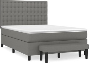 vidaXL Κρεβάτι Boxspring με Στρώμα Σκούρο Γκρι 140x200 εκ Υφασμάτινο