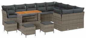 vidaXL Σετ Καναπέ Κήπου με μαξιλάρι 13 pcs Γκρι 110 x 55 x 71 εκ