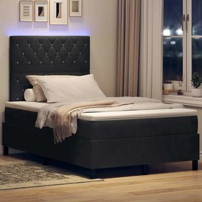 vidaXL LED Κρεβάτι με βάθρο με στρώμα Μαύρο 120 x 200 cm Βελούδο