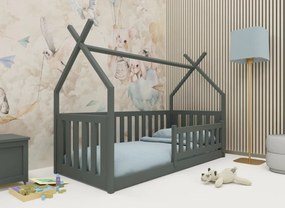 Παιδικό κρεβάτι Μονό Born για στρώμα 80x200cm Ανθρακί 208x87x137cm - LAN4563