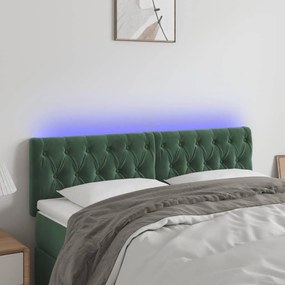 Κεφαλάρι Κρεβατιού LED Σκούρο Πράσινο 144x7x78/88 εκ. Βελούδινο - Πράσινο