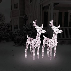 vidaXL Χριστουγεννιάτικοι Τάρανδοι 2 τεμ. 80 LED Θερμό Λευκό Ακρυλικοί