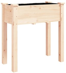 vidaXL Γλάστρα με Ρόδες &amp; Επένδυση Καφέ 71x37x80 εκ. Μασίφ Ξύλο Ελάτης