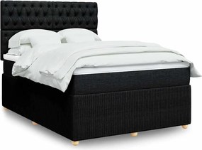 vidaXL Κρεβάτι Boxspring με Στρώμα Μαύρο 140x200 εκ. Υφασμάτινο