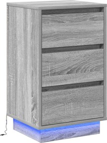 vidaXL Κομοδίνο Γκρι 39 x 34,5 x 65 εκ. Επεξεργασμένο ξύλο