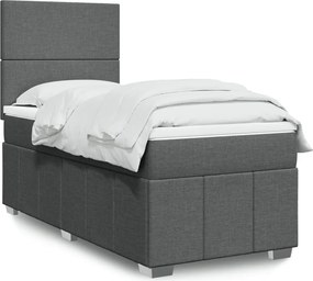 vidaXL Κρεβάτι Boxspring με Στρώμα Σκούρο Γκρι 100x200 εκ. Υφασμάτινο