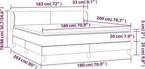 vidaXL Κρεβάτι Boxspring με Στρώμα Taupe 180x200 εκ. Υφασμάτινο