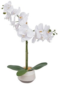 Τεχνητό Φυτό Σε Κασπώ Ορχιδέα 07.198224 52cm White-Multi Αλουμίνιο,Πέτρα
