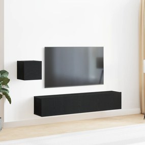 vidaXL 4 κομμάτι σετ ντουλάπας τηλεόρασης σε μαύρη βελανιδιά - Φτιαγμένο από επεξεργασμένο ξύλο