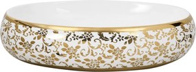 vidaXL Νιπτήρας Οβάλ Λευκός και Χρυσός 59 x 40 x 15 εκ. Κεραμικός