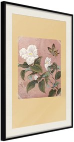 Αφίσα - Rhododendron and Butterfly - 20x30 - Μαύρο - Με πασπαρτού