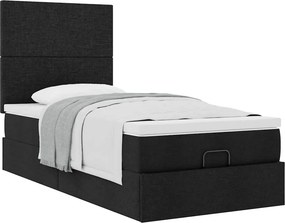 vidaXL Οθωμανικό κρεβάτι με στρώμα Μαύρο 80x200cm Ύφασμα
