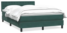 vidaXL Κρεβάτι Boxspring με Στρώμα Σκούρο Πράσινο 140x210εκ. Βελούδινο