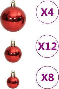 vidaXL Σετ Μπάλες Χριστουγεννιάτικες 111τεμ. Κόκκινες από Πολυστυρένιο