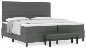 vidaXL Κρεβάτι Box Spring της  με Στρώμα & Πάγκο Σκούρο Γκρι 200x200 εκ. Ύφασμα