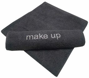 Πετσέτα Βαμβακερή Με Κέντημα Make Up 30x50εκ. Γκρι Plain Line